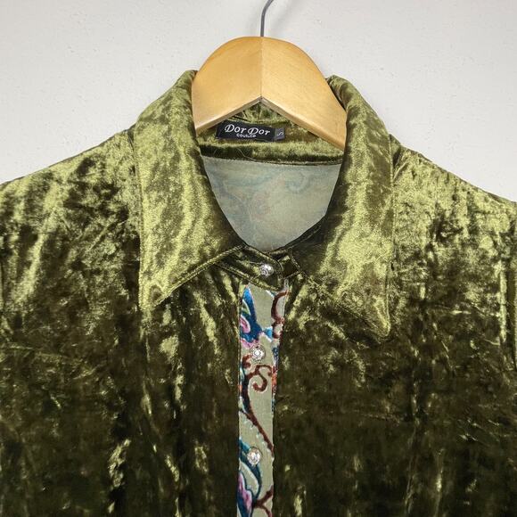 Dor‎ Dor Couture Crushed Velvet Tunic Top S Burnout Whimsigoth Forest Fairy - Picture 3 of 8